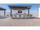 Outdoor bar area with seating, integrated grill, and TV for entertaining at 11225 E Starflower Ct, Chandler, AZ 85249