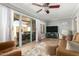 Comfortable living room with patio access, a ceiling fan, and cozy furnishings at 13226 N Cedar Dr, Sun City, AZ 85351