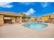 Community pool area with lounge chairs and a shaded seating and picnic area at 17150 N 23Rd St # 249, Phoenix, AZ 85022