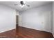 Bedroom with hardwood flooring and a ceiling fan at 2551 E Buena Vista Pl, Chandler, AZ 85249