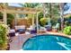 Private backyard pool with a pergola, lounge seating, and a serene garden at 16026 N 171St Ln, Surprise, AZ 85388