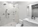 Modern bathroom with a marble-tiled walk-in shower, sleek fixtures, and vanity at 280 W Wisteria Pl, Chandler, AZ 85248