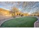 Lush backyard boasting well-maintained artificial turf complemented by desert-style landscaping, creating a serene outdoor space at 32742 N 15Th Gln, Phoenix, AZ 85085