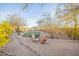 Inviting backyard space with artificial turf, gravel, and a cozy fire pit area for outdoor relaxation and entertainment at 32742 N 15Th Gln, Phoenix, AZ 85085