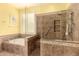 Well-appointed bathroom showcasing a tub, a shower with detailed tile work and modern fixtures at 583 W Bismark St, San Tan Valley, AZ 85143