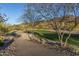 Scenic community walking path winding through lush desert landscape with views of distant hills and clear blue skies at 9835 S 11Th St, Phoenix, AZ 85042