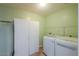 Laundry Room featuring white cabinets, washer and dryer, and wood floors at 1668 E Valerie St, Casa Grande, AZ 85122