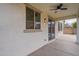 A view of the covered patio shows the texture of the home at 21266 E Via De Olivos --, Queen Creek, AZ 85142