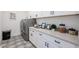 Modern laundry room features stylish gray washer and dryer, white cabinets, countertop space, and decorative accents at 54Xx E El Sendero Dr, Cave Creek, AZ 85331