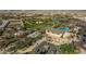 Aerial view of the neighborhood community center with a pool, park, and other amenities at 10547 E Relativity Ave, Mesa, AZ 85212