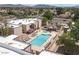 Aerial view of the community featuring the pool at 1340 N Recker Rd # 254, Mesa, AZ 85205