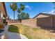 Backyard featuring a grass area, concrete wall, and palm trees at 20840 E Vía Del Palo --, Queen Creek, AZ 85142