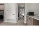 Hallway with carpet flooring, grey walls, and built in cabinets at 7324 E Vista Bonita Dr, Scottsdale, AZ 85255