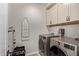 Laundry room with matching washer and dryer with white cabinets above at 7324 E Vista Bonita Dr, Scottsdale, AZ 85255