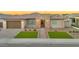 Charming home exterior boasting a stone facade, a well-manicured lawn, and desert landscaping at 1464 E Aris Dr, Gilbert, AZ 85298