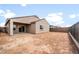 New home with an expansive backyard, showcasing potential for landscaping and outdoor living at 17851 W Getty Dr, Goodyear, AZ 85338