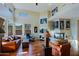 Bright living room features hardwood floors, high ceilings, and a cozy fireplace at 32960 N 70Th St, Scottsdale, AZ 85266