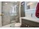 Modern bathroom featuring a glass-enclosed shower and a sleek vanity at 7750 E Broadway Rd # 475, Mesa, AZ 85208