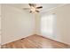 Bedroom featuring modern ceiling fan and natural light at 2929 E Main St # 135, Mesa, AZ 85213