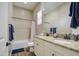 Bathroom featuring double sinks, granite countertops and updated fixtures at 19736 E Emperor Blvd, Queen Creek, AZ 85142