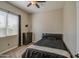 Neutral toned bedroom featuring carpet, blinds and ceiling fan at 19736 E Emperor Blvd, Queen Creek, AZ 85142