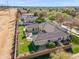 Aerial view showing a backyard with a pool and well-manicured landscaping at 2838 E Vaughn Ct, Gilbert, AZ 85234