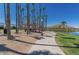 Scenic park view with palm trees, walking path and picnic areas, perfect for outdoor enjoyment at 18601 W Thunderhill Pl, Goodyear, AZ 85338