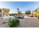 Backyard with a fire pit and lounge area surrounding a pool with a rock waterfall at 2708 E Desert Rose Trl, San Tan Valley, AZ 85143