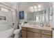 Bathroom featuring tub and shower combo, grey tile and single sink vanity at 3117 S Signal Butte Rd # 501, Mesa, AZ 85212