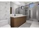 Bathroom with hexagon tile and modern vanity and fixtures at 42400 N Sierra Vista 2 Dr, Cave Creek, AZ 85331