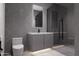 Contemporary gray bathroom featuring a floating vanity and glass enclosed shower at 42400 N Sierra Vista 2 Dr, Cave Creek, AZ 85331