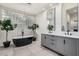 Modern bathroom with a soaking tub, dual sink vanity and decorative fixtures at 5345 E Mclellan Rd # 107, Mesa, AZ 85205