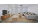 Staged living room with tile flooring, modern furniture, neutral colors, and a stylish, bright design at 7769 W Bonitos Dr, Phoenix, AZ 85035