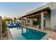 Serene backyard pool with a covered patio and comfortable outdoor seating for relaxation at 8319 E Columbus Ave, Scottsdale, AZ 85251