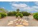 Landscaped backyard showcasing a decorative fountain and ample seating at 10125 W Pine Springs Dr, Sun City, AZ 85373