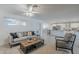 Bright open floor plan living room featuring grey furniture and wood-look tile flooring at 10844 N 37Th St, Phoenix, AZ 85028