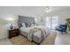 Serene main bedroom with a plush bed, decorative pillows, and a sliding glass door at 10844 N 37Th St, Phoenix, AZ 85028