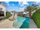 The pool is a delightful oasis surrounded by lush greenery and manicured landscaping at 11141 E North Ln, Scottsdale, AZ 85259