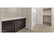 Well-lit bathroom features custom cabinets, walk-in shower, and carpeted walk-in closet at 3802 E Stiles Ln, Gilbert, AZ 85295