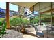 Secluded patio provides a tranquil outdoor setting with lush landscaping and a serene atmosphere at 7121 E Rancho Vista Dr # 1008, Scottsdale, AZ 85251