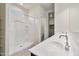 Well-lit bathroom with dual sink vanity, walk-in shower, and toilet room at 1234 S Mullberry St, Florence, AZ 85132