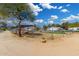 Outdoor equestrian facility showcasing horse pens and sandy areas, shaded by a mature tree at 7515 N 185Th Ave, Waddell, AZ 85355