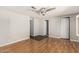 Bedroom features neutral wall paint, updated flooring and ceiling fan at 106 S 74Th St, Mesa, AZ 85208