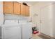 Efficient laundry area with cabinetry, sink, washer, and dryer hookups at 11069 E Kilarea Ave # 198, Mesa, AZ 85209