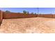 A large, empty backyard with a block wall surrounding the perimeter at 40499 W Michaels Dr, Maricopa, AZ 85138