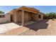 Private backyard featuring a pergola and a large patio area at 10918 E Oro Ave, Mesa, AZ 85212