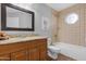 Bathroom with a shower-tub combination and granite countertop vanity at 1225 E Sea Gull Dr, Gilbert, AZ 85234