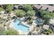 Aerial shot of community pool, spa, seating, and landscaping in a desert setting at 20750 N 87Th St # 2074, Scottsdale, AZ 85255