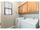 Functional laundry room featuring washer, dryer, and ample cabinet space at 20750 N 87Th St # 2074, Scottsdale, AZ 85255