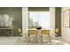 Dining room with a stylish table, chairs, modern decor, and natural light from a large window at 25069 N 174Th Ln, Surprise, AZ 85387